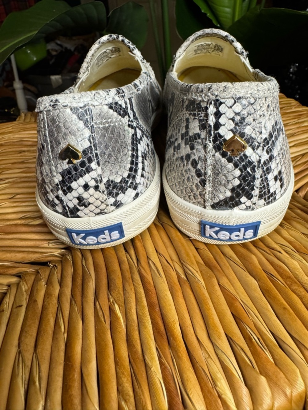 Women’s Keds Snake-Print Slip-On Flats in Gray and Black - Picture 6 of 10